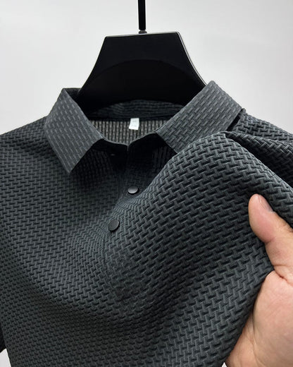 Jason | Men’s Textured Short Sleeve Button Polo Shirt