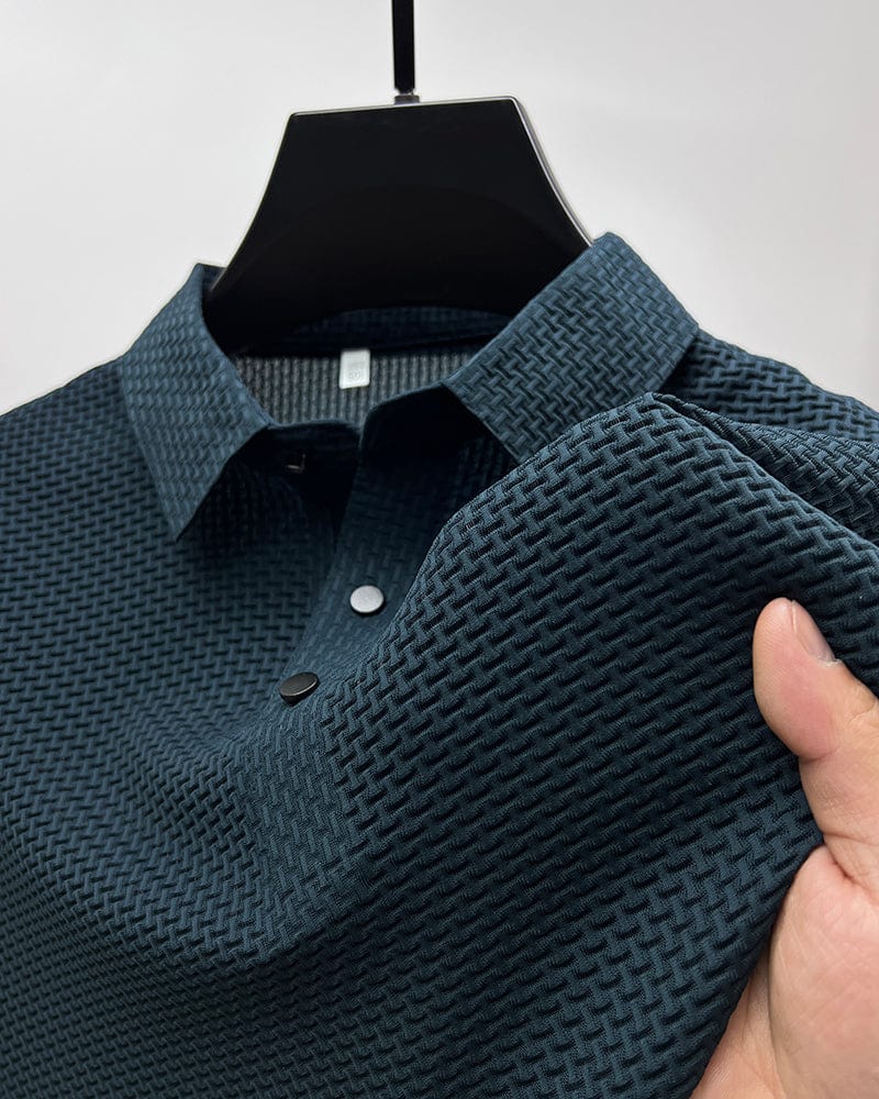 Jason | Men’s Textured Short Sleeve Button Polo Shirt