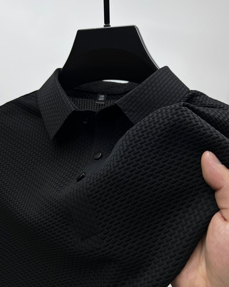 Jason | Men’s Textured Short Sleeve Button Polo Shirt