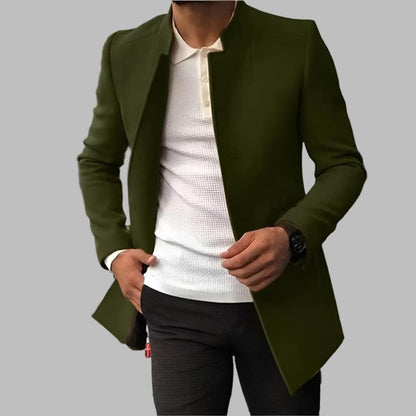 Gideon | Men’s Collarless Open-Front Coat