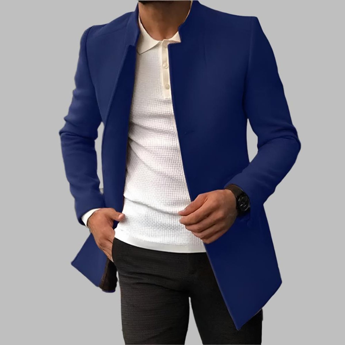 Gideon | Men’s Collarless Open-Front Coat