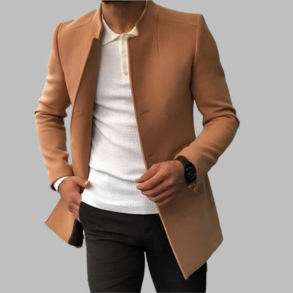 Gideon | Men’s Collarless Open-Front Coat