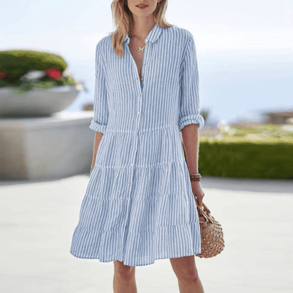 Blair | Women’s Striped Button Front Midi Dress