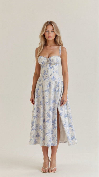 Sutter | Women’s Floral Chic Corset Summer Midi Dress