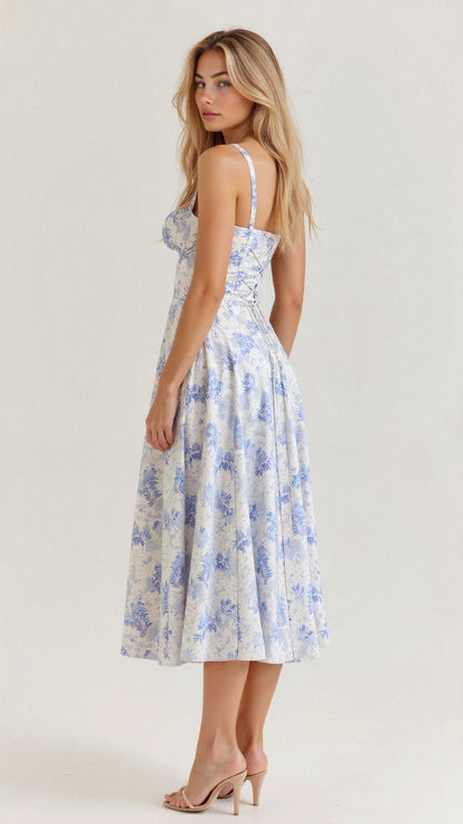 Sutter | Women’s Floral Chic Corset Summer Midi Dress