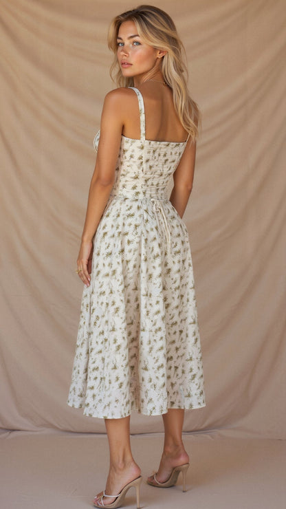 Sutter | Women’s Floral Chic Corset Summer Midi Dress