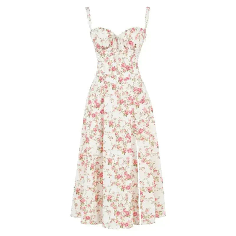 Sutter | Women’s Floral Chic Corset Summer Midi Dress