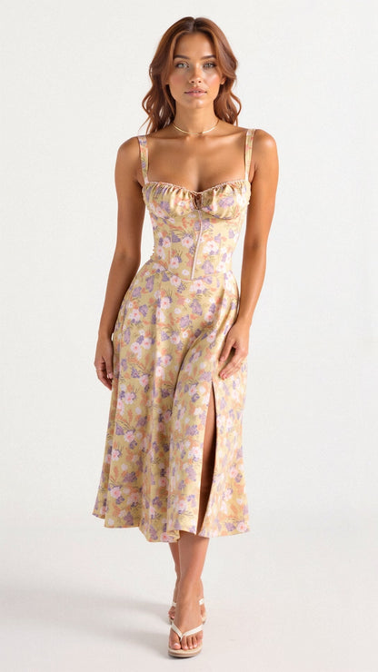 Sutter | Women’s Floral Chic Corset Summer Midi Dress