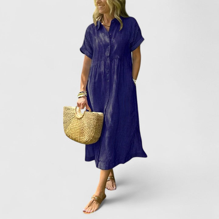 Adria | Women’s Striped Button-Front Dress
