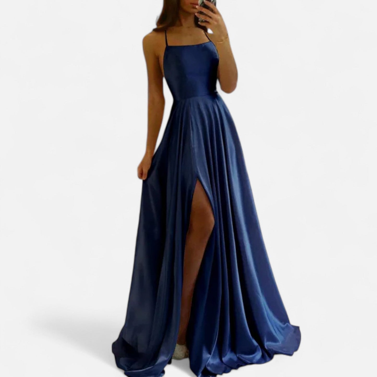 Brennan | Women’s Modern Fit Satin Slit Maxi Dress