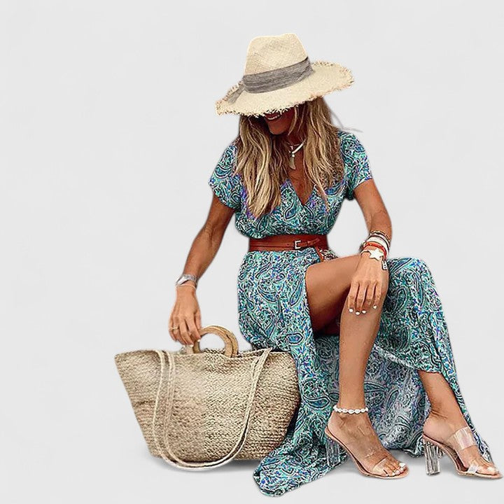 Remi | Women’s Casual Boho V-Neck Maxi Dress