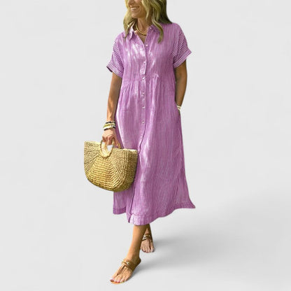Adria | Women’s Striped Button-Front Dress