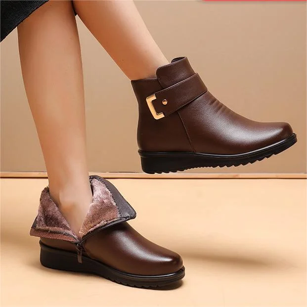 Claire | Women’s Fleece-Lined Orthopedic Leather Ankle Boots