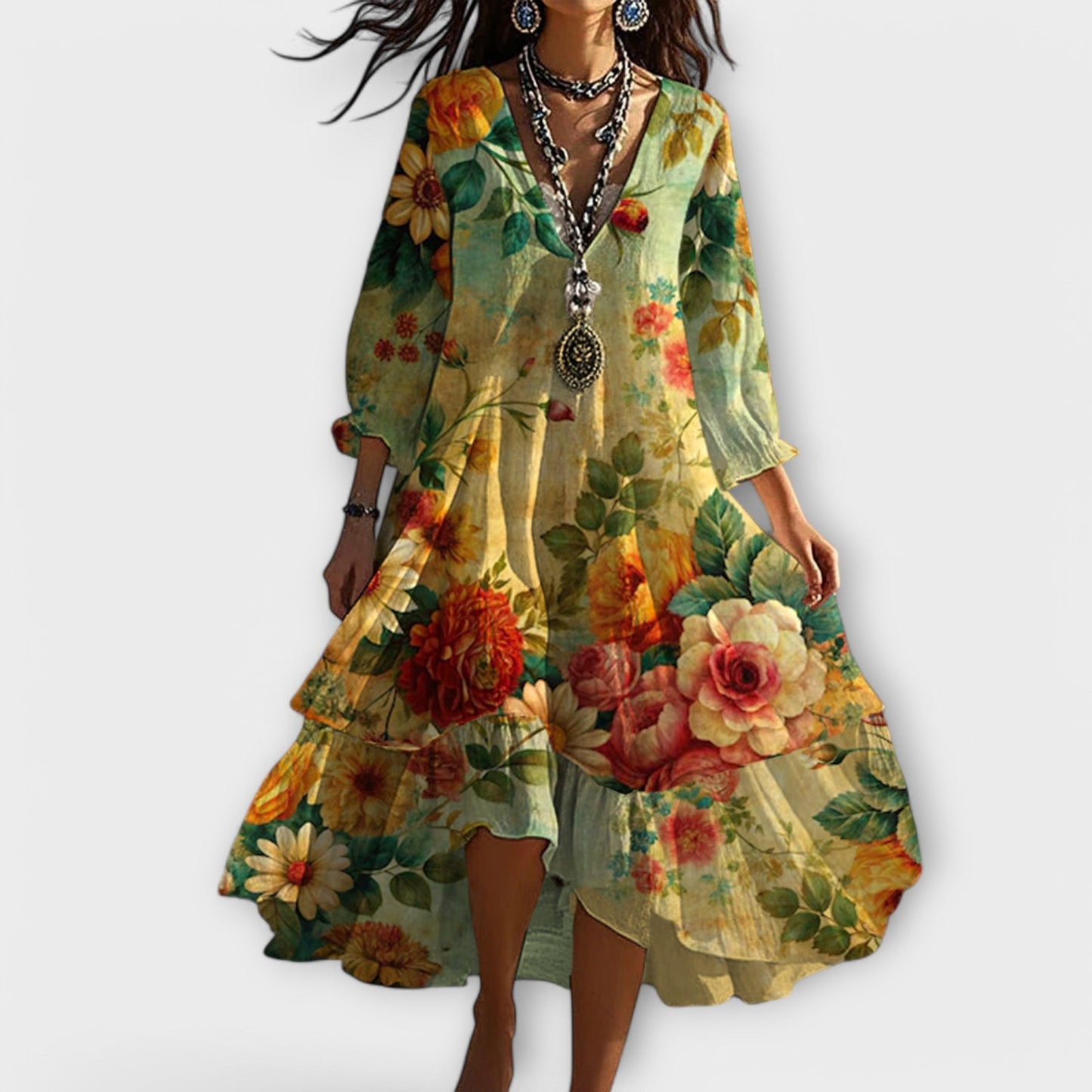 Calliope | Women’s Vintage Boho V-Neck Summer Dress
