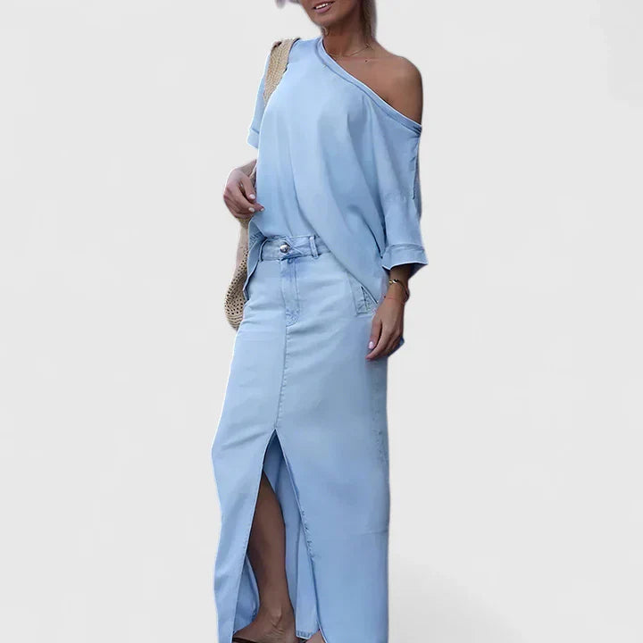 Bristol | Women’s Elegant Off Shoulder Maxi Skirt Set