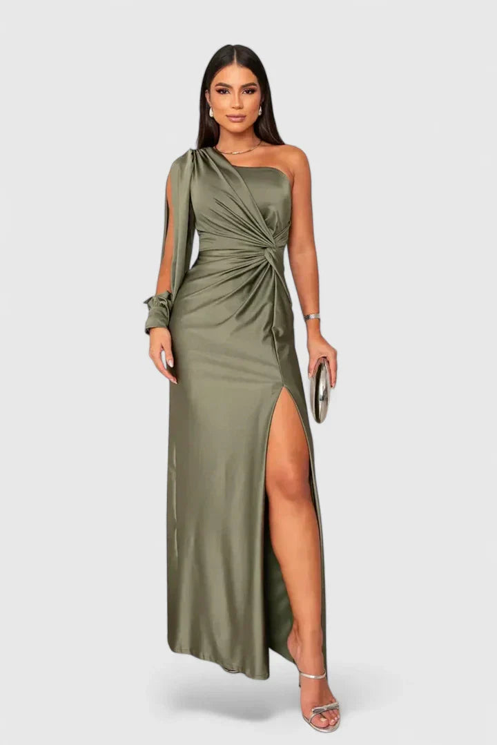 Vivienne | Women’s Elegant Satin Slit Maxi Dress