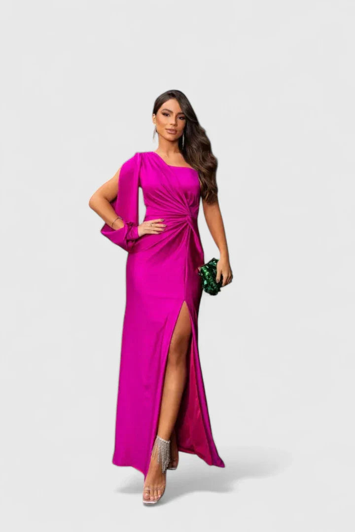 Vivienne | Women’s Elegant Satin Slit Maxi Dress