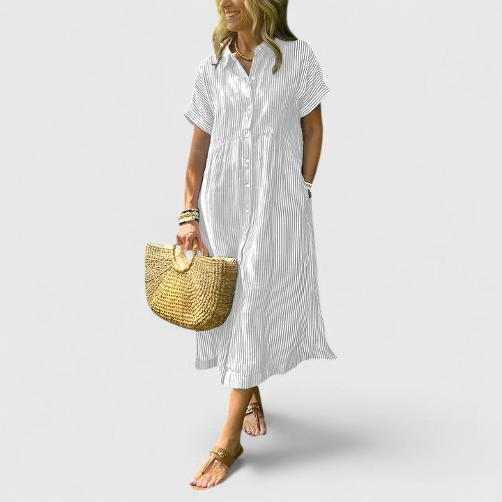 Adria | Women’s Striped Button-Front Dress