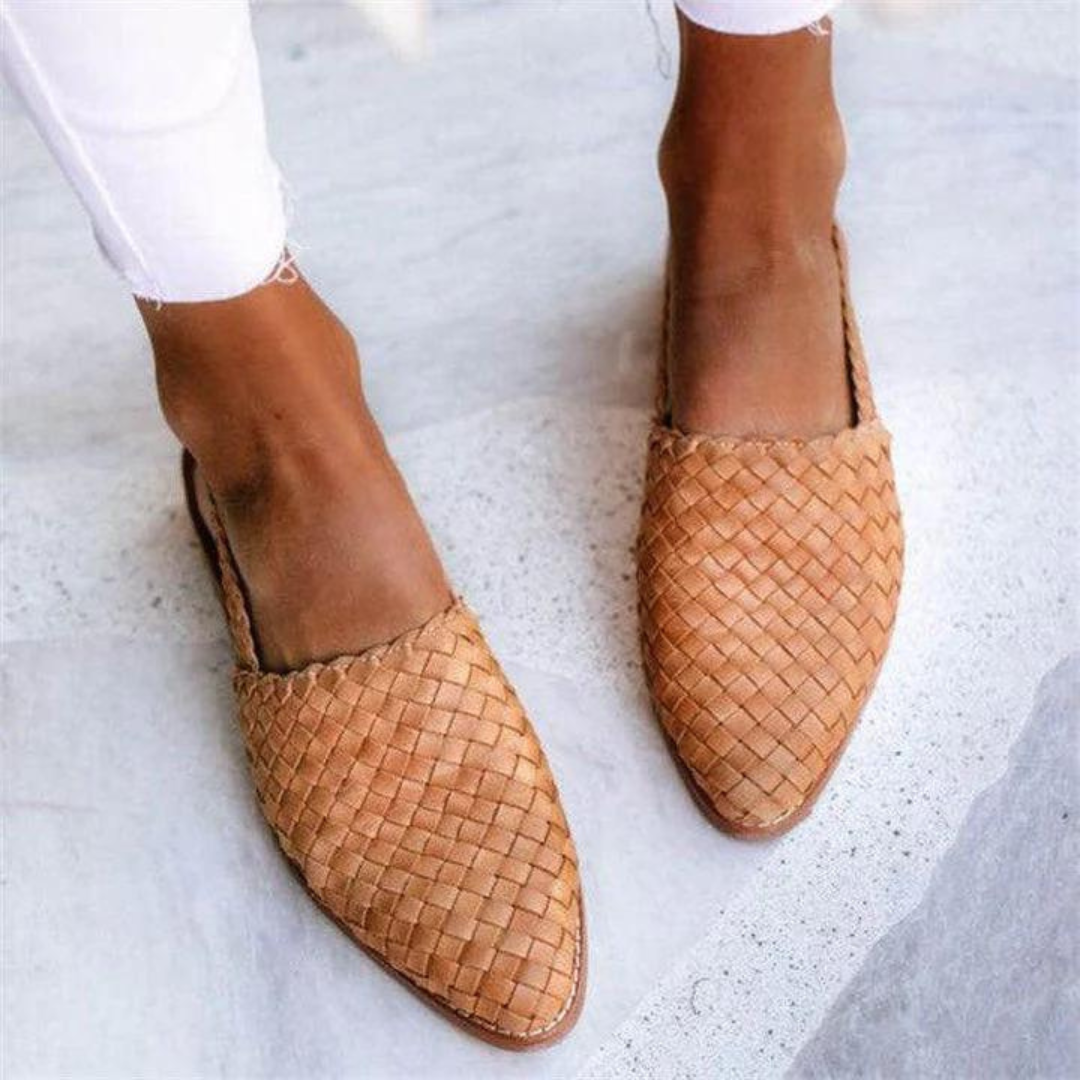 Tina | Women’s Woven Pointed Toe Flat Loafers