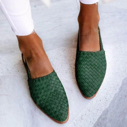 Tina | Women’s Woven Pointed Toe Flat Loafers