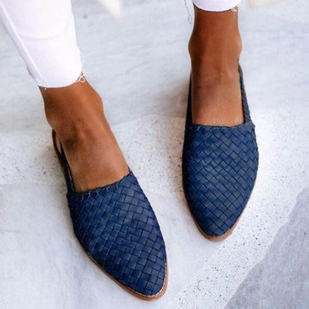 Tina | Women’s Woven Pointed Toe Flat Loafers