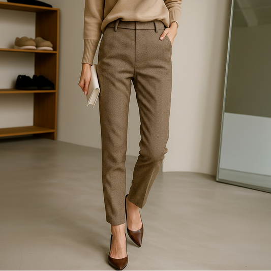 Rosalind | Women’s High-Waisted Wool Herringbone Pants
