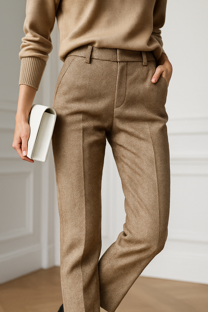 Rosalind | Women’s High-Waisted Wool Herringbone Pants