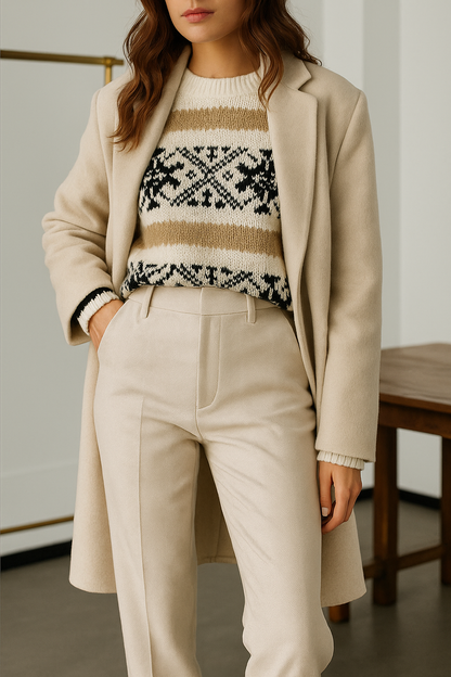 Rosalind | Women’s High-Waisted Wool Herringbone Pants